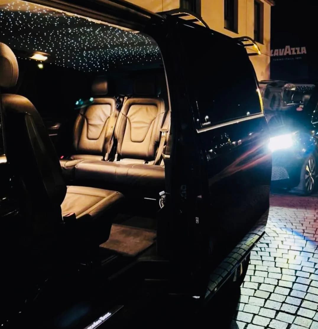 Mercedes V-Class interior with starlight LED ceiling and leather seats